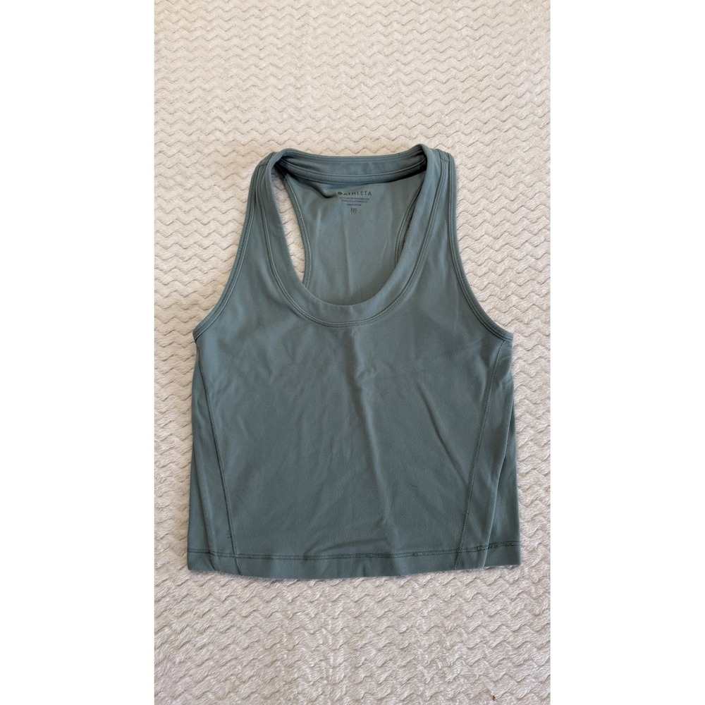 Athleta Aurora Crop Tank Top Sage Green XXS Racerback Yoga Gym 4587